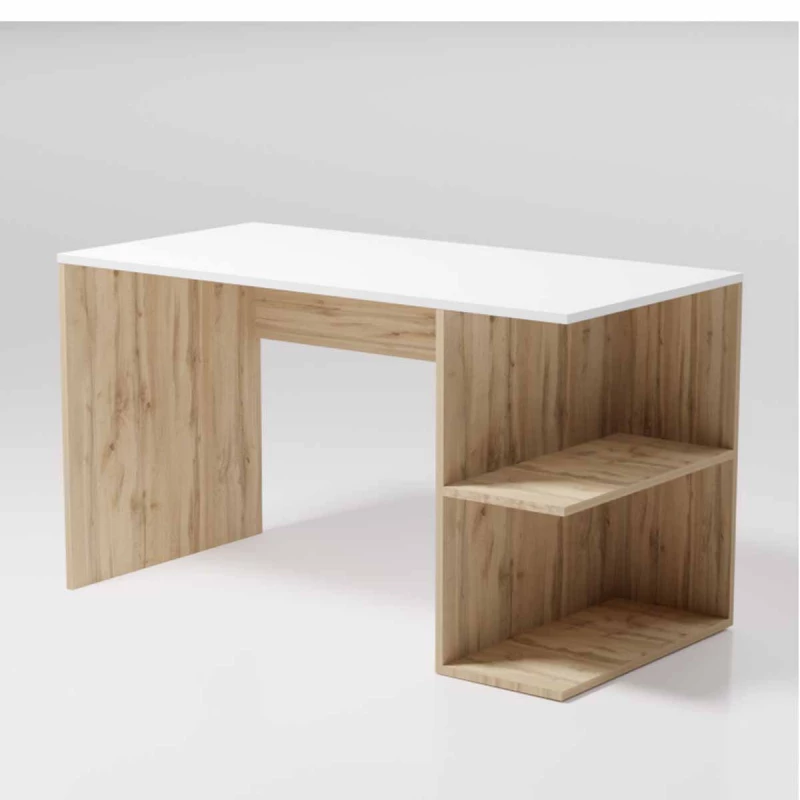 Masa de calculator SP 10103, Alb, Stejar inchis, 120x65x75