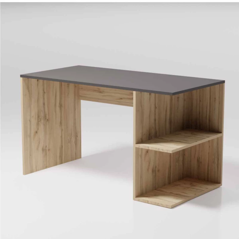 Masa de calculator SP 10107, Negru, Stejat inchis, 120x65x75