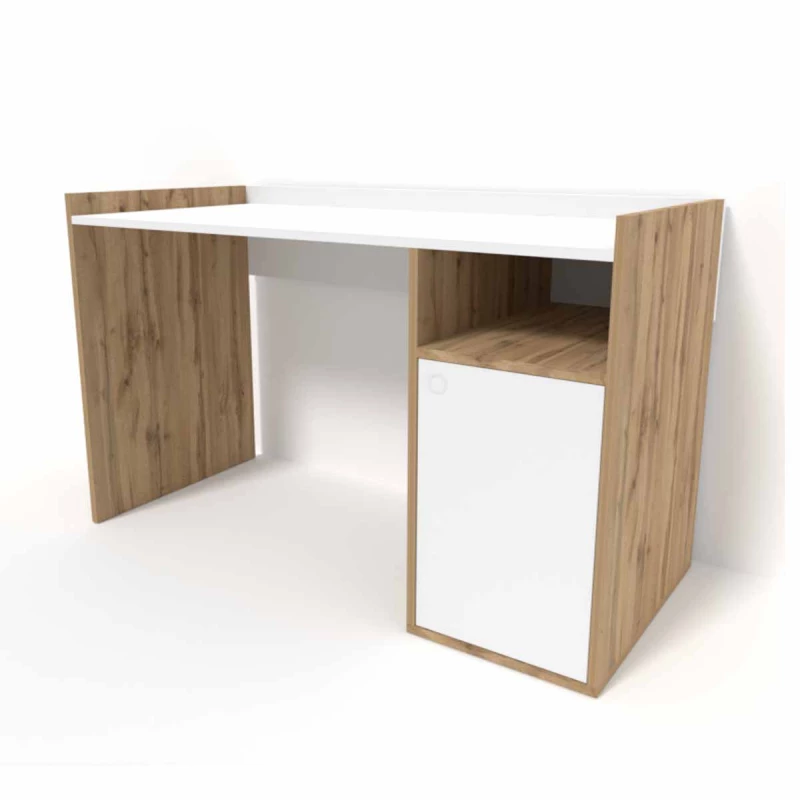 Masa de calculator SP 10920, Alb, Stejar inchis, 120x60x75