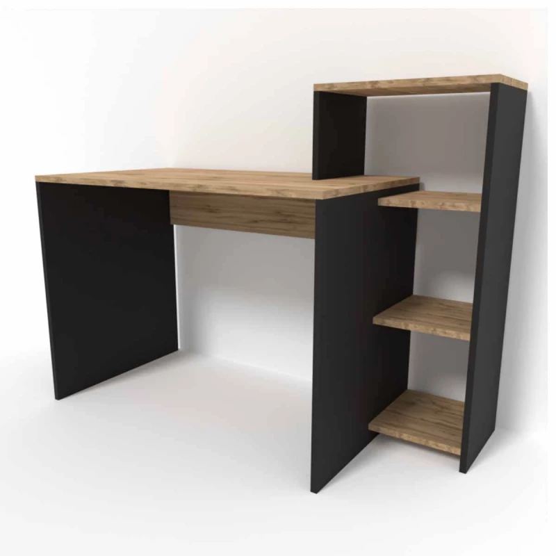 Masa de calculator SP 10957, Negru, Stejar inchis, 110x60x100