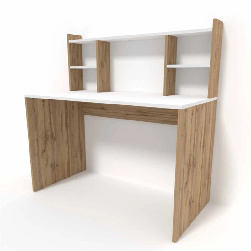 Компьютерный стол SP 11013, Белый, Темный дуб, 120x60x120