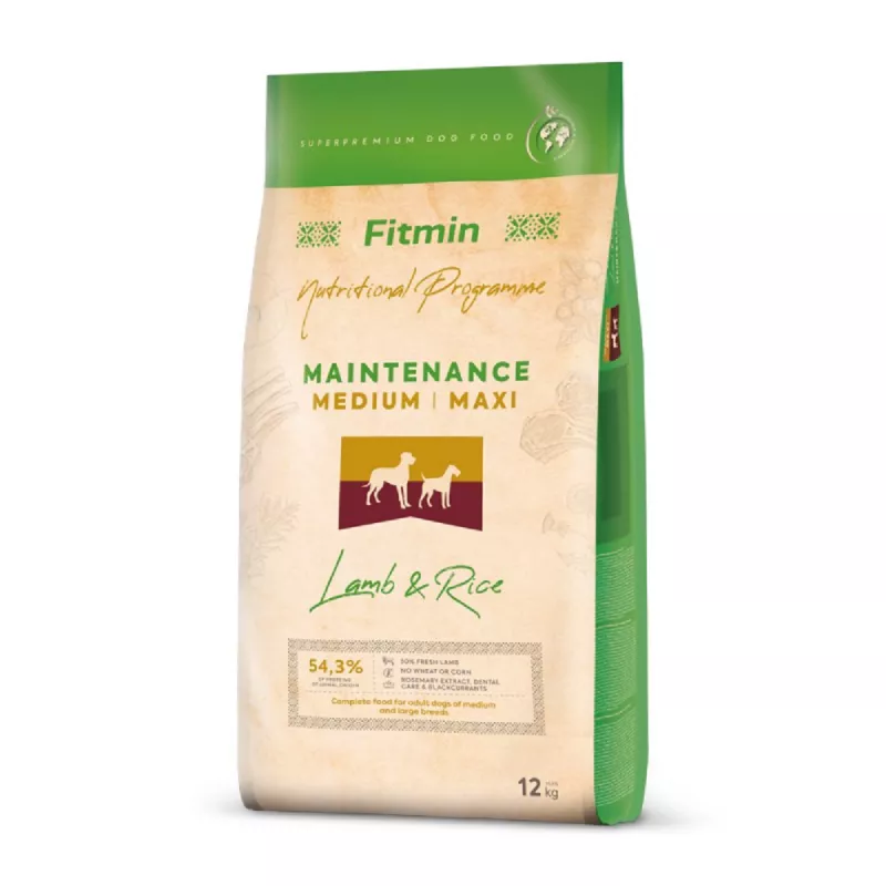 Hrana uscata Fitmin MEDIUM MAXI LAMB&RISE, 12 kg
