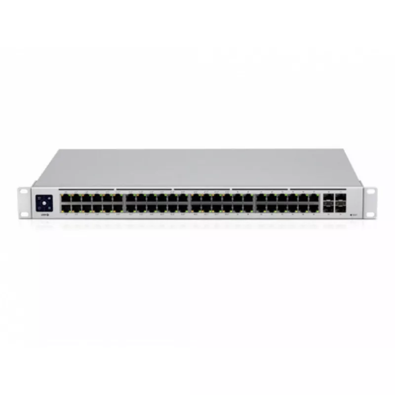 Comutator de retea Ubiquiti UNFI SWITCH 48 (USW-48), 48-Port Gigabit Switch with SFP Managed Layer 2, 4-ports SFP, 48 10/100/1000 Mbps Ethernet RJ45 Ports, 1.3" Touchscreen display, Non-Blocking Throughput: 52 Gbps, Forwarding rate: 77.376 Mbps, Rackmountable