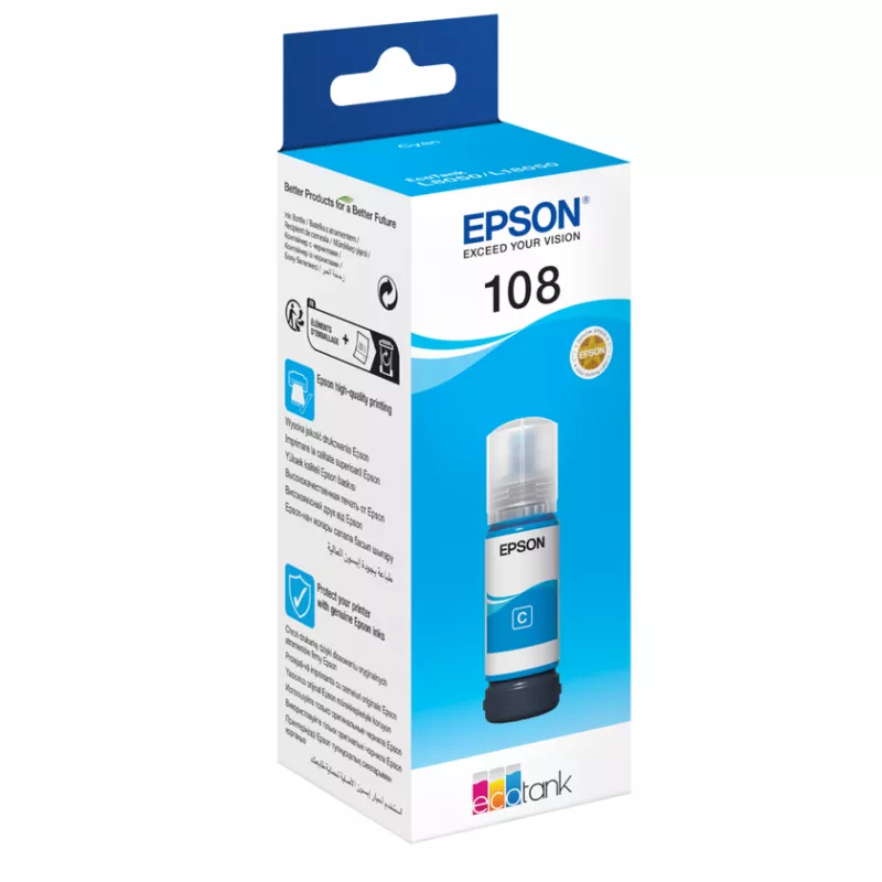 Cartus cerneala EPSON C13T09C24A, 108 ECOTANK CYAN INK BOTTLE, 70 ML, FOR  L8050/ L18050