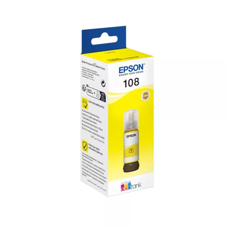 Картридж струйный EPSON C13T09C44A, 108 ECOTANK YELLOW INK BOTTLE, 70 ML, FOR  L8050/ L18050