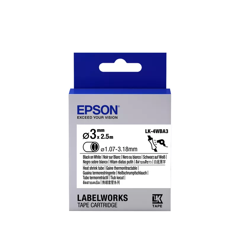 Картридж струйный EPSON Tape Cartridge LK4WBA3 Heat Shrink: d3mm/2,5m, Black/White, C53S654903
