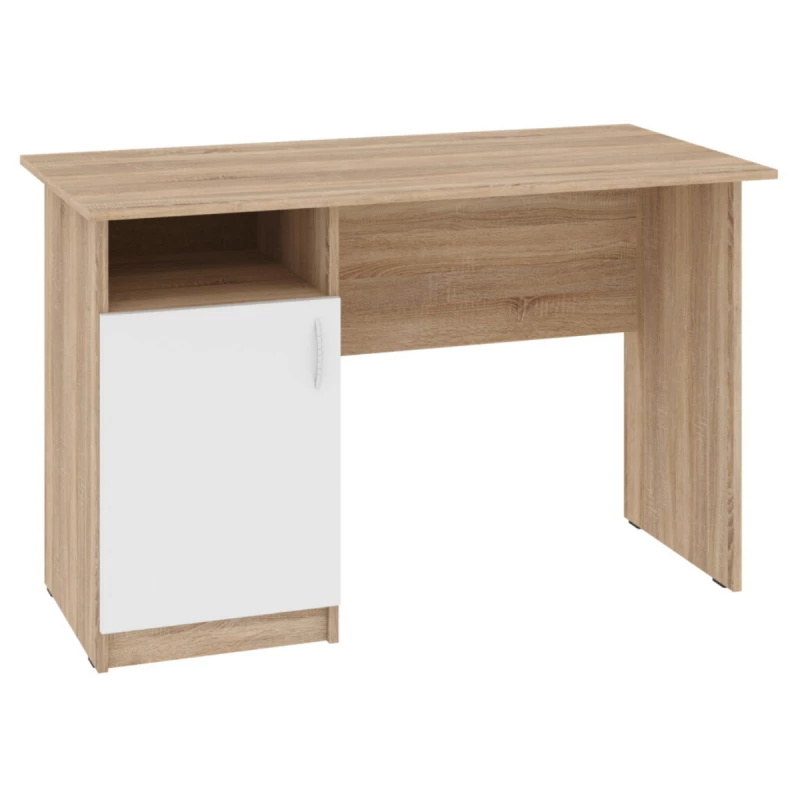 Masa de birou PEHOTIN LEON, Stejar Sonoma, Alb, 120x60x75