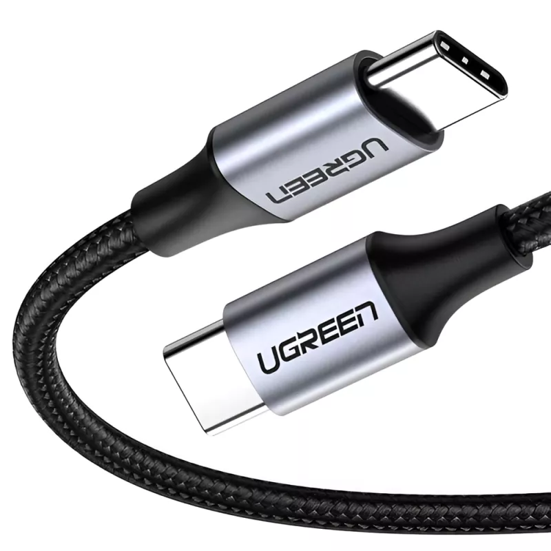 Cablu UGREEN CABLE TYPE-C TO TYPE-C ALUMI BRAIDED 100W 2M US316, BLACK