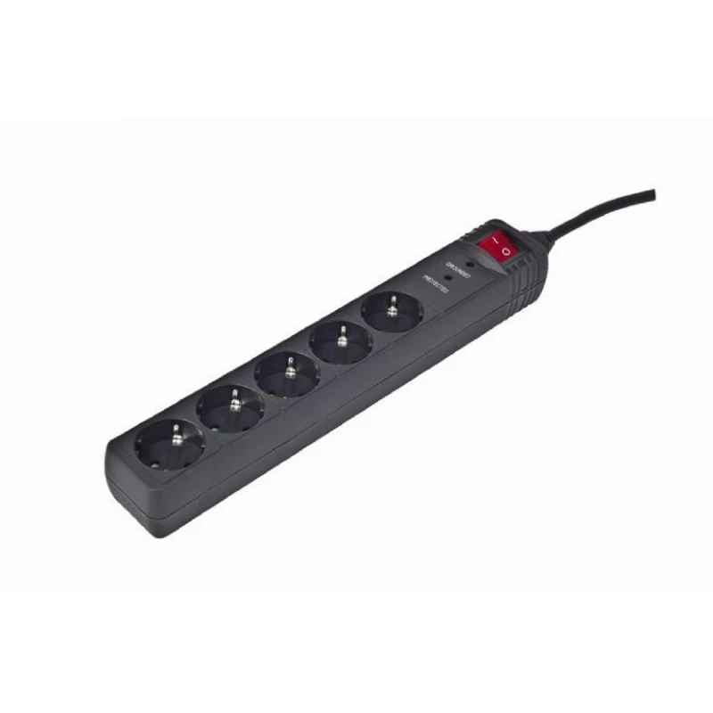 Prelungitor cu protectie GEMBIRD SURGE PROTECTOR 5 SOCKETS, 1.5M,  SPG5-C-5, BLACK