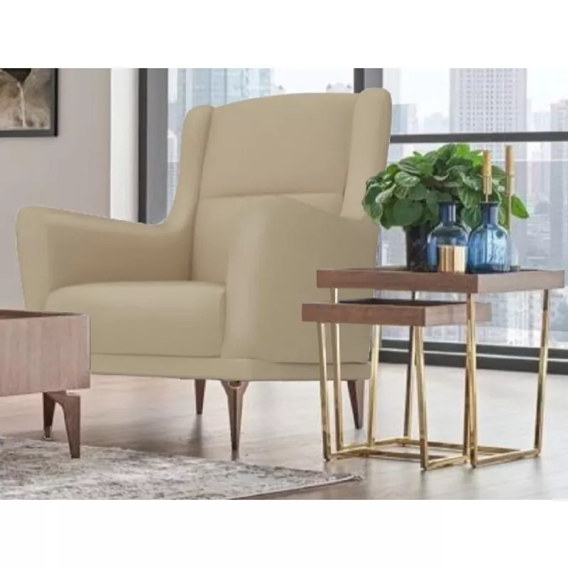 Fotoliu Dogtas FELIS ARMCHAIR, GK:2257, AR:CVZ, VELVET BEIGE, WALNUT+GOLD, Stofa