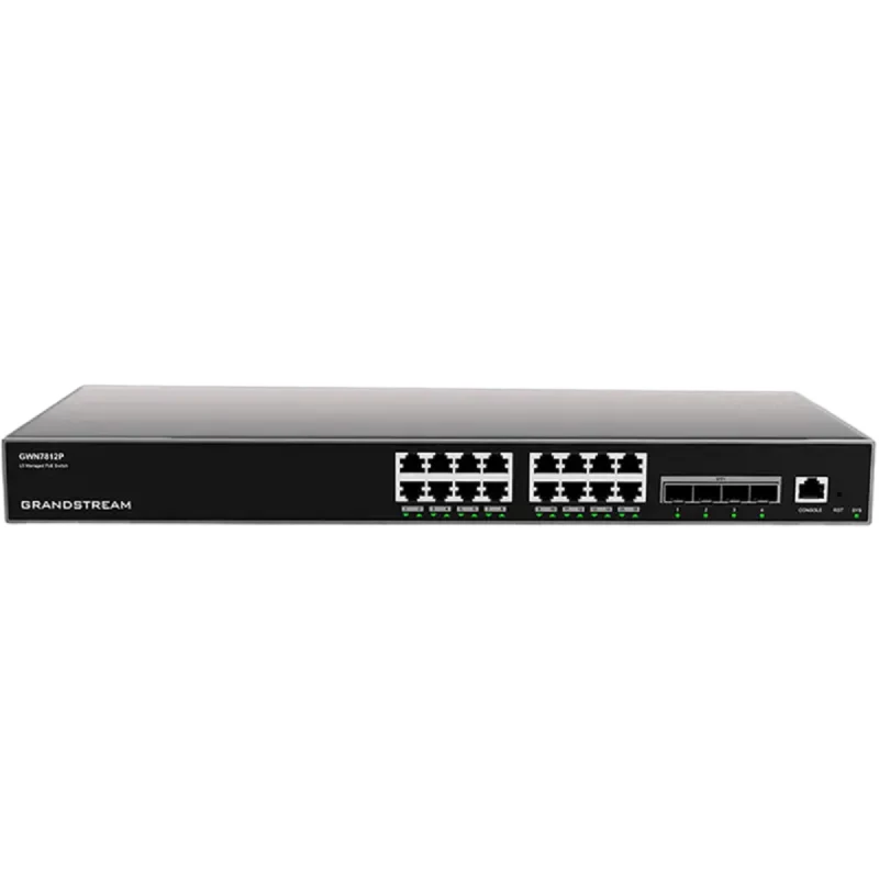 Comutator de retea Grandstream 16-PORT GIGABIT LAYER 3 MANAGED  POE+ SWITCH, GWN7812P,16XPOE PORTS, 4X10GBIT SFP+, 240W BUDGET