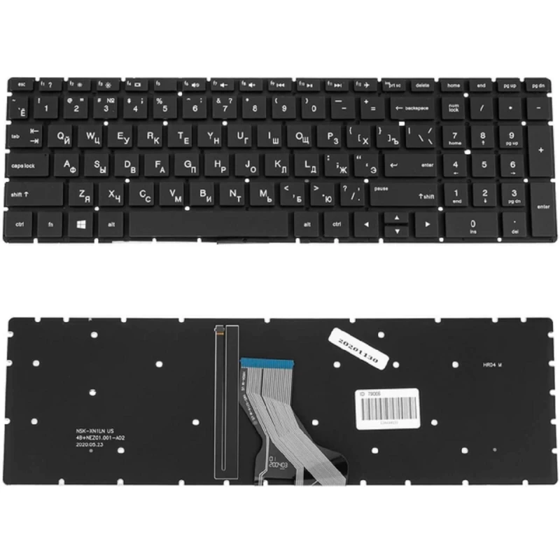 Keyboard OEM HP 15-DW,15-CX, Envy 17-CE w/o frame "ENTER"-small ENG/RU Black Backlight