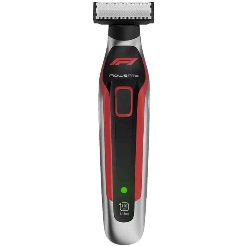 Masina de tuns Rowenta TN604MF0, 6 trepte de taiere, 5 piepteni, Inox cu invelis din titan, Argintiu, Rosu