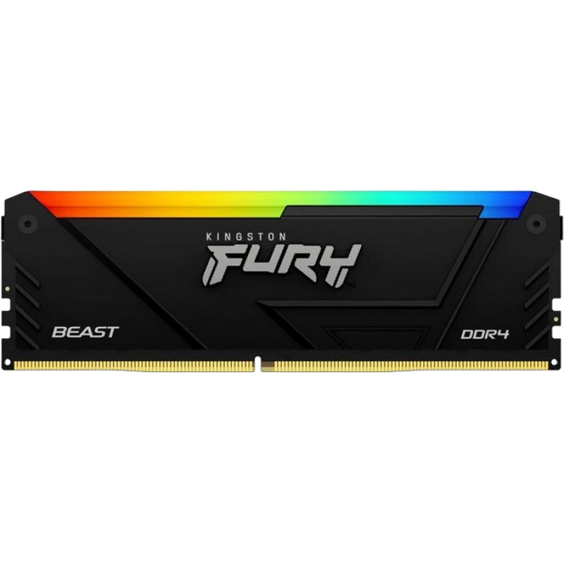 RAM KINGSTON .8GB DDR4-3200MHZ FURY BEAST RGB (KF432C16BB2A/8), CL16-18-18, 1.35V, INTEL XMP 2.0, BLACK