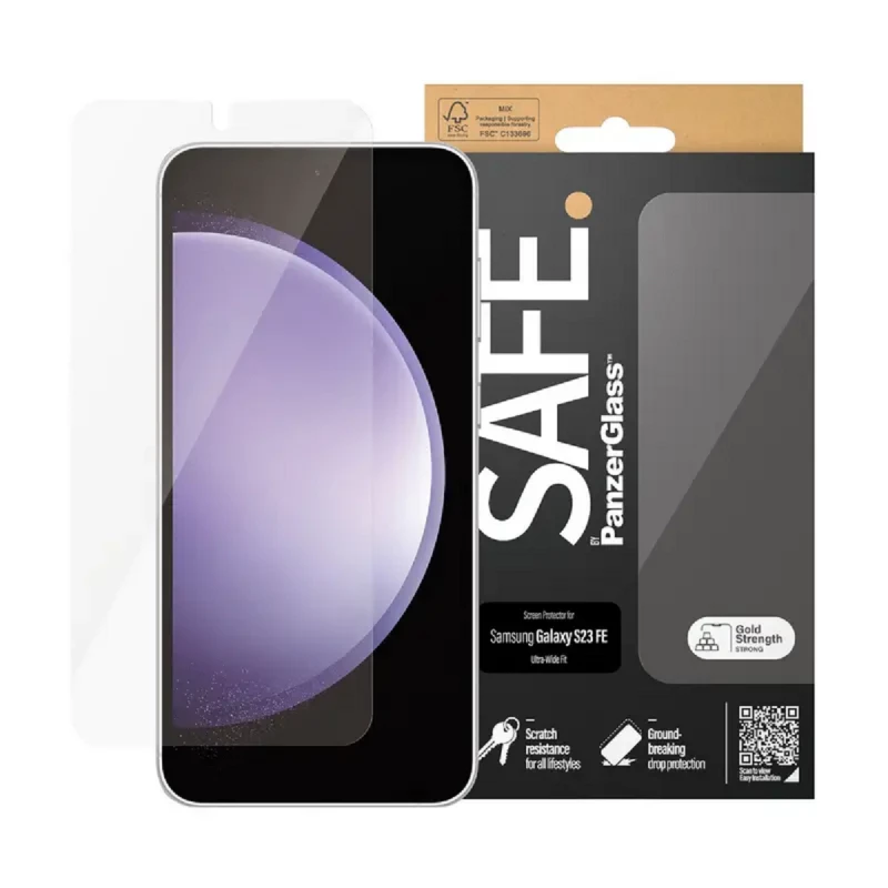 Sticla de protectie PanzerGlass SAFE. BY SAMSUNG S23 FE ULTRA-WIDE FIT, TEMPERED GLASS, TRANSPARENT