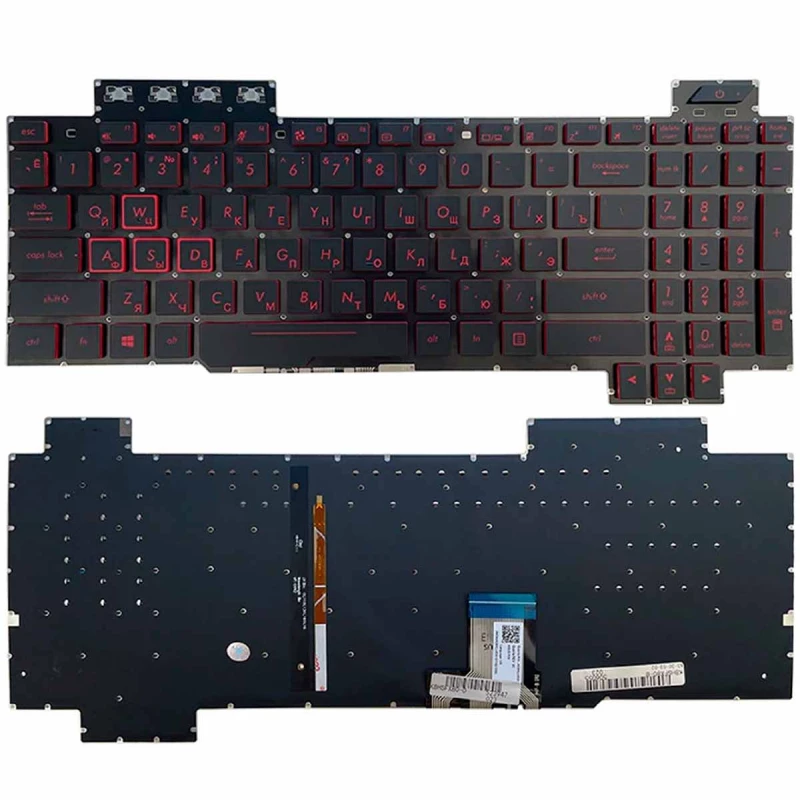 Клавиатура OEM Asus FX504 FX505 FX705 FX80 FX86 series w/Backlit RGB w/o frame "ENTER"-small ENG/RU Black Original