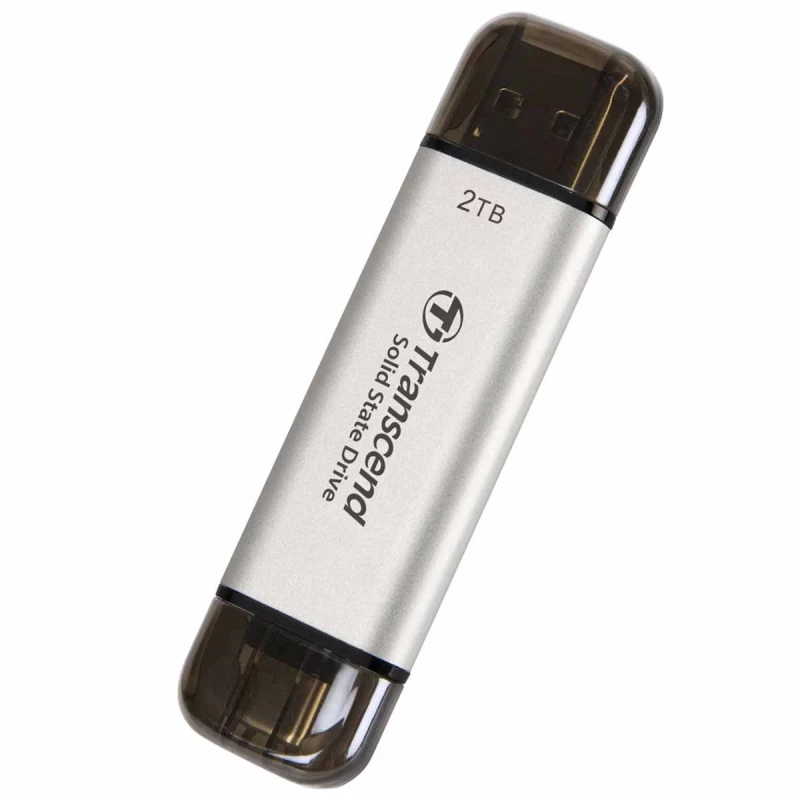 Hard disk extern TRANSCEND 2.0TB PORTABLE SSD ESD310S SILVER, USB-A/C 3.2, (71.3x20x7.8 mm, 11g, R/W:1050/950 MB/s)