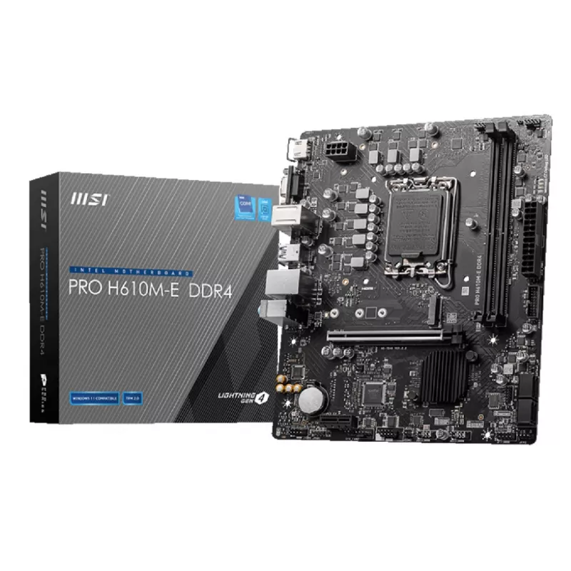 Placa de baza MSI PRO H610M-E DDR4, Socket 1700, Intel® H610 (14/13/12th Gen CPU), Dual 2xDDR4-3200