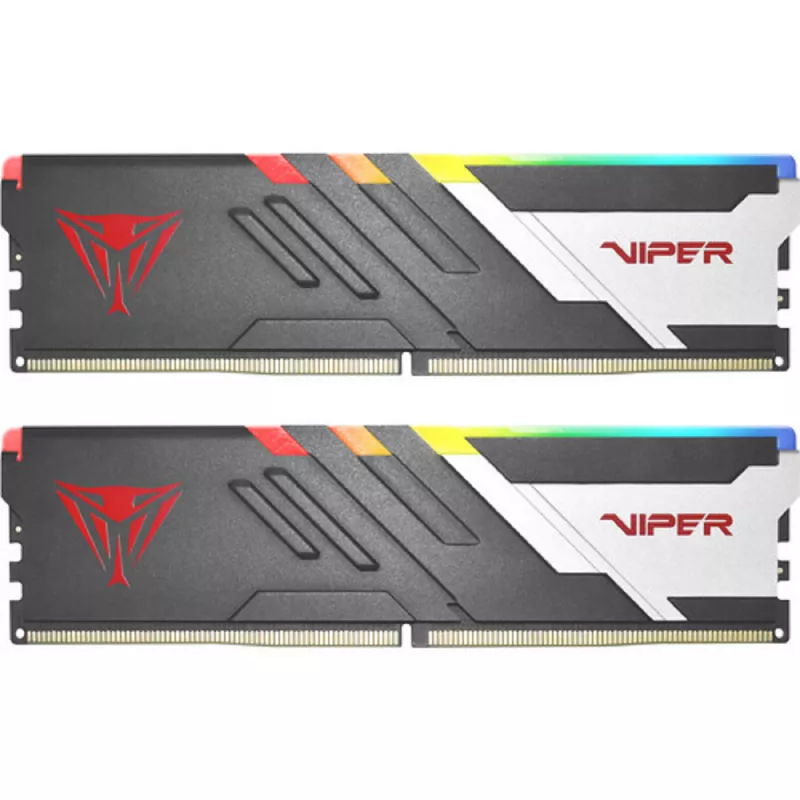 RAM VIPER (by Patriot) 32GB (Kit of 2x16GB) RGB DDR5-6200 VENOM DDR5 (Dual Channel Kit), PC5-49600, CL40, 1.35V, Aluminum heat spreader with unique design, XMP 3.0/EXPO Overclocking Support, On-Die ECC, Thermal sensor, Matte Black with Red Viper logo