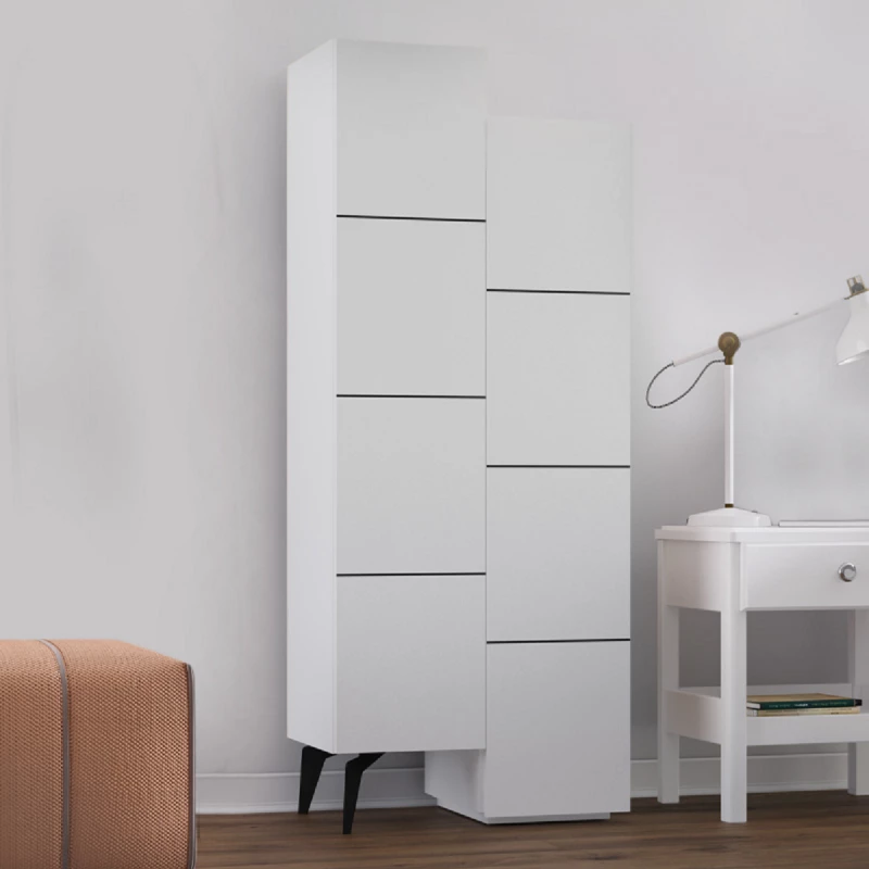 Dulap înalt MLAND STAIR MULTIPURPOSE CABINET - WHITE, Alb, 156x37.4x62.2
