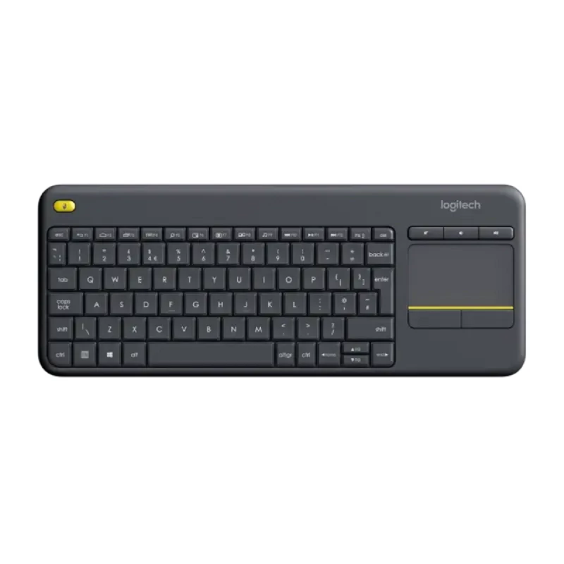 Клавиатура беспроводная LOGITECH K400 Plus, Compact, Touchpad, 12 FN keys, Quiet typing, Unifying receiver, 2xAA, 2.4Ghz, EN, Black