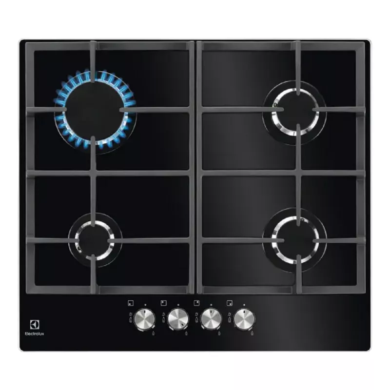 Plita incorporabila cu gaz ELECTROLUX KGG6426K, 4 arzatoare, Sticla calita, Negru