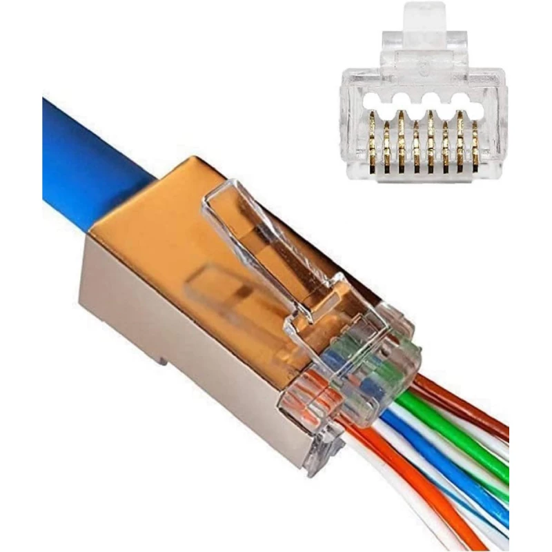 Conector RJ45 LSS STP CAT.6 8P8C (SOLID) (100 PCS.), GOLD 0,30"
