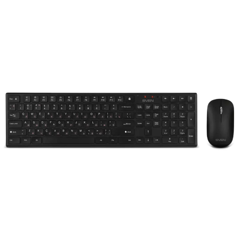 Kit (keyboard+mouse) SVEN KB-C2550W, LOW PROFILE, SCISSORS KEYS, FN KEY, POWER SW, 1000DPI, 3 BUTTONS, AMBIDEXTROUS, 1XAAA/1XAA, EN/RU, BLACK
