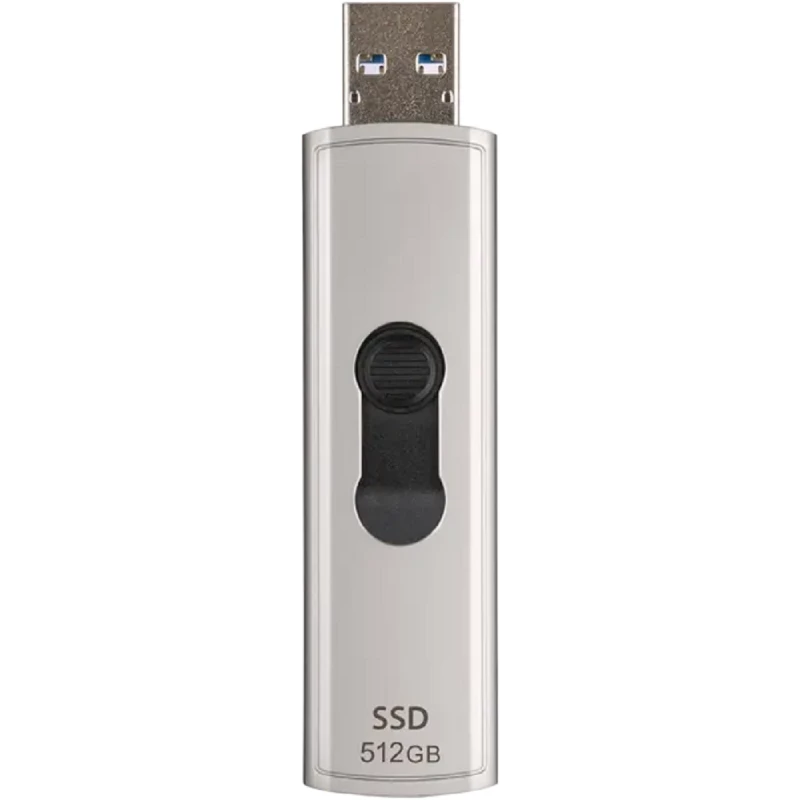 Жёсткий диск внешний TRANSCEND 512GB Transcend Portable SSD ESD320A Silver, USB-A 3.1 10Gbps, Metallic Capless/Slider (68.2x19.7x9.5 mm, 26g, R/W:1050/950 MB/s, 3D-NAND flash)