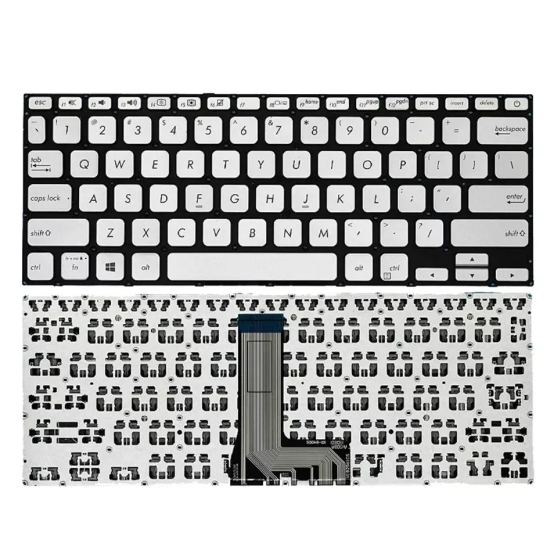 Keyboard ASUS VIVOBOOK 14 X409 A409 X412 A412 R423 R424 V4000 Y406, w/Backlit w/o frame "ENTER"-small ENG/RU Silver Original