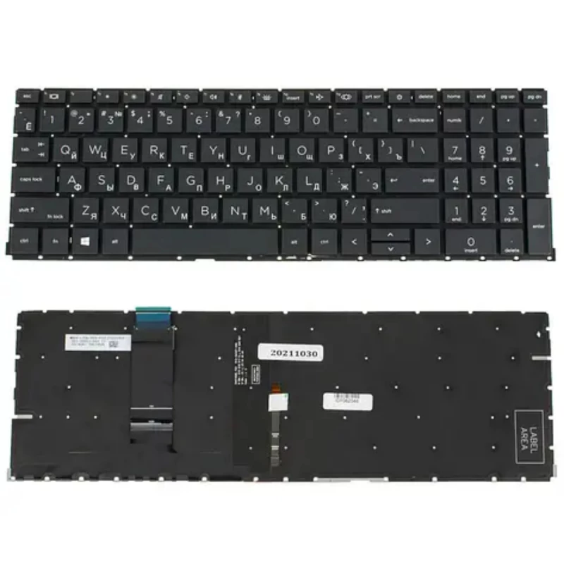 Клавиатура HP ProBook 450 G8 455 G8 450-G8 455-G8 series w/o frame "ENTER"-small ENG/RU Black Backlight