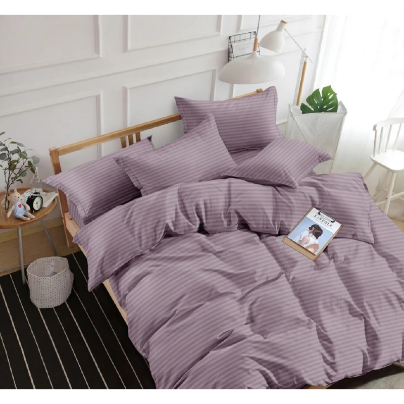 Lenjerie de pat CTEXTIL GROUP 
 2.2 DESIGN107 SIMPLU, 2 persoane Euro, Stripe satin, Violet