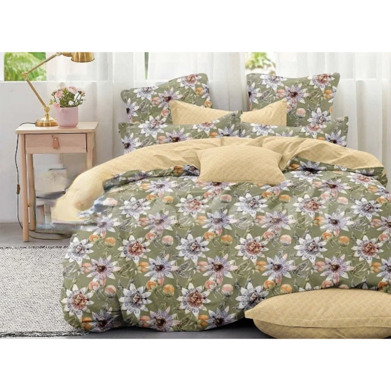 Lenjerie de pat CTEXTIL GROUP 
 2.2 DESIGN112, 2 persoane Euro, Satin, Verde