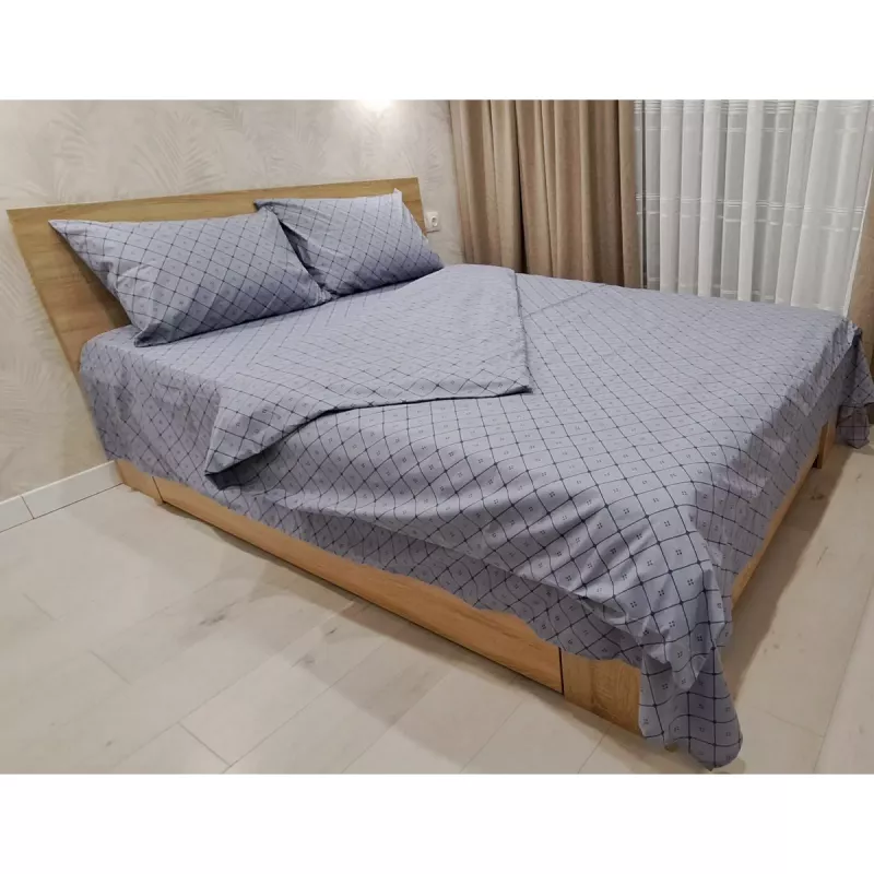 Lenjerie de pat CTEXTIL GROUP 
 2.2 DESIGN117, 2 persoane Euro, Calico lux, Albastru inchis