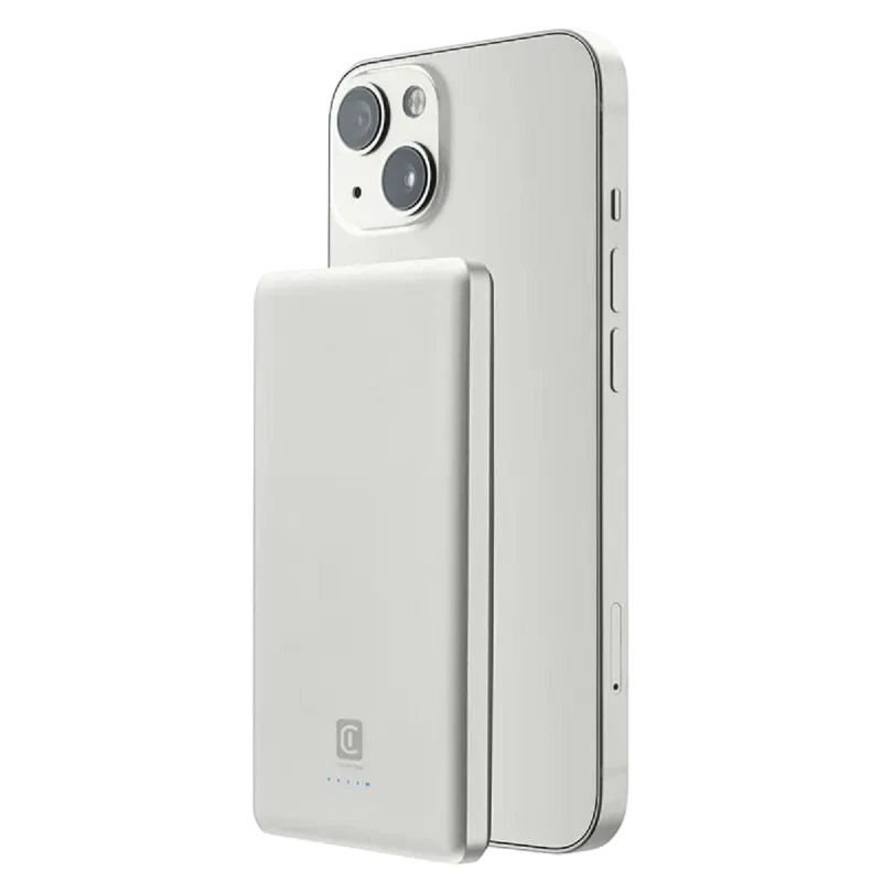 Baterie externa universala Cellular Line Wireless Power Bank 5000mAh, MAG LITE, White