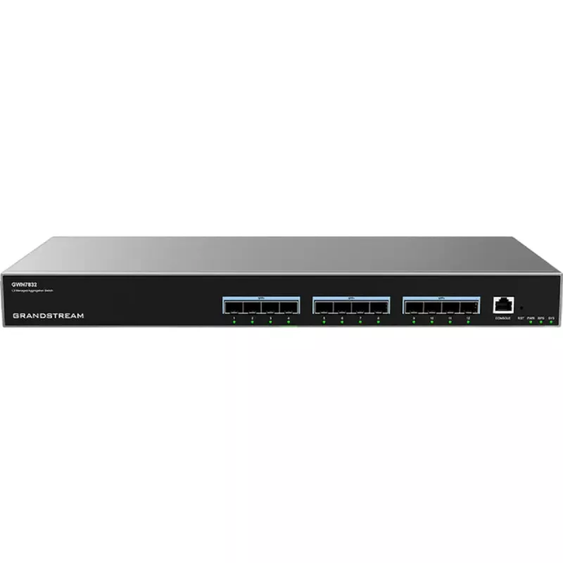 Comutator de retea Grandstream 12-PORTS LAYER 3 AGGREGATION SWITCH "GWN7832",12X10GBIT SFP+, CONSOLE PORT, RACK-MOUNT
