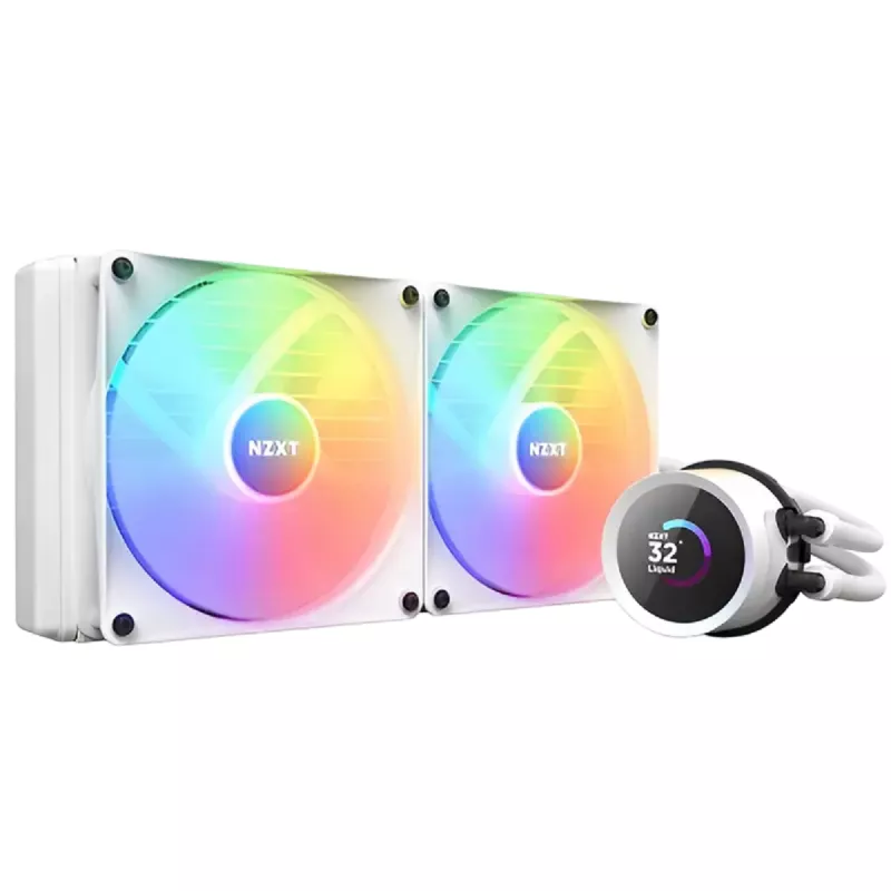 AIO Liquid cooling NZXT AIO Liquid Cooling Kraken 280 RGB White (34.5dB, 90.8CFM, 2x140mm, 500-1500RPM, LCD 1.54", CAM)