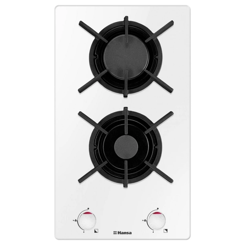 Plita incorporabila cu gaz HANSA BHKW330500, 2 arzatoare, Sticla calita, Alb