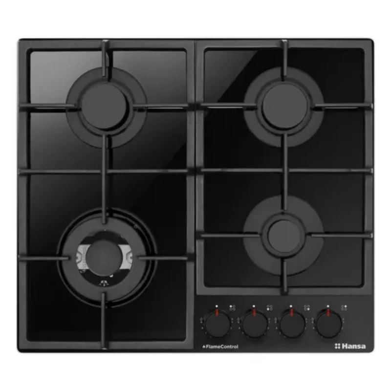 Варочная газовая панель HANSA BHKS6718511, 4 конфорки, Закаленное стекло, Черный