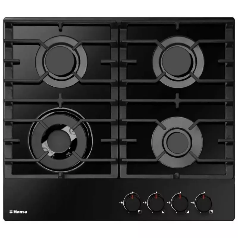 Варочная газовая панель HANSA BHKS671830, 4 конфорки, Конфорка Wok, Закаленное стекло, Черный