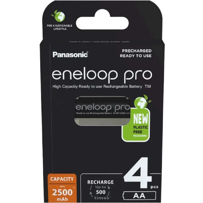 Acumulator PANASONIC AA ENELOOP PRO 2500MAH, BLISTER*4, BK-3HCDE/4CP FORMAT BATERIEI: AA TENSIUNE : 1,2 V REÎNCĂRCABILĂ: DA