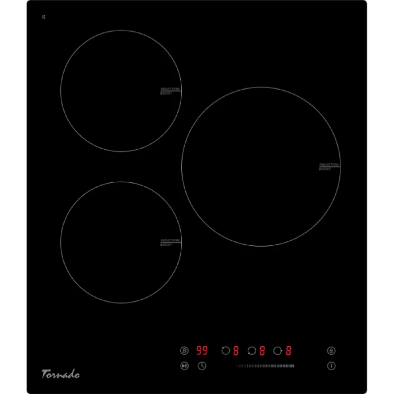 Plita incorporabila cu inductie TORNADO GTR 450NLP BL, 3 arzatoare, Vitroceramica, Timer, Negru