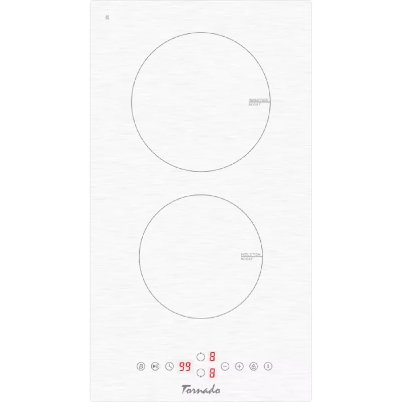Plita incorporabila cu inductie TORNADO GTR300NLP WH, 2 arzatoare, Vitroceramica, Timer, Alb