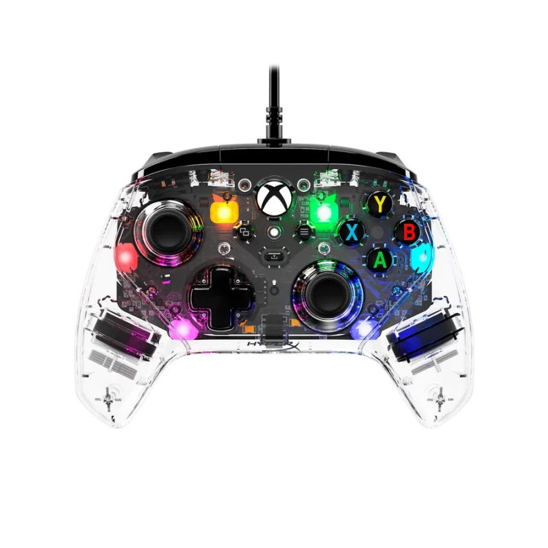 Gamepad HyperX CLUTCH GLADIATE RGB, TRANSPARENT, WIRED XBOX LICENSED CONTROLLER FOR XBOX SERIES S/X / PC, PROGRAMMABLE BUTTONS, DUAL RUMBLE MOTORS, DETACHABLE USB-C CABLE