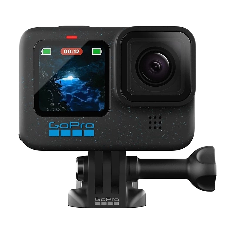 Camera de actiune GoPro HERO 12 BLACK+MICROSD CARD 64GB, PHOTO-VIDEO RESOLUTIONS:27MP/5.3K60+2.7K240, 8XSLOW-MOTION, WATERPROOF 10M, VOICE CONTROL, 3X MICROPHONES, HYPER SMOOTH 6.0, PROCESSOR GP2, TIMEWARP 3.0, HDR, WI-FI, BLUETOOTH, MICROSD, MICRO HDMI, USB-C, 3.5mm, Battery 1720mAh, 154g