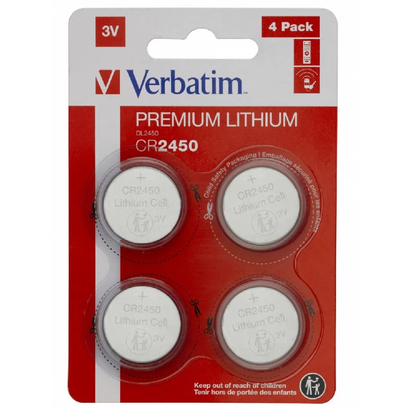 Baterie VERBATIM LITHIUM BATTERY CR2450 3V, 4 PACK, BLISTER PACK