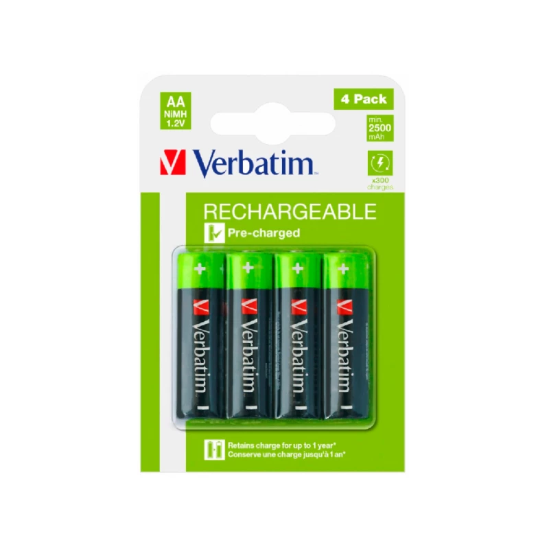 Батарея VERBATIM AA / HR6 2500 mAh, 4 Pack