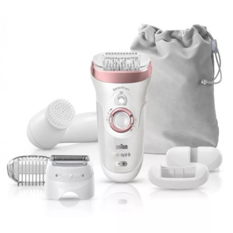 Epilator BRAUN SILK-EPIL SES 9/880, 40 pensete, 2 trepte de viteza, 4 duze, Alb, Auriu