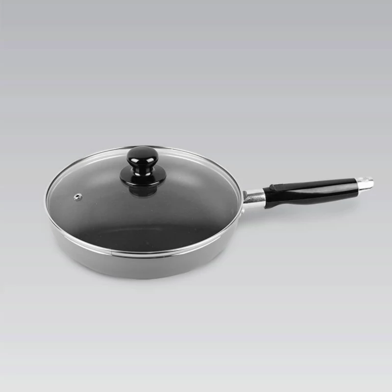 Сковорода с крышкой Maestro Mr-1200-18, 18 см, Алюминий, Антипригарное покрытие, Серый