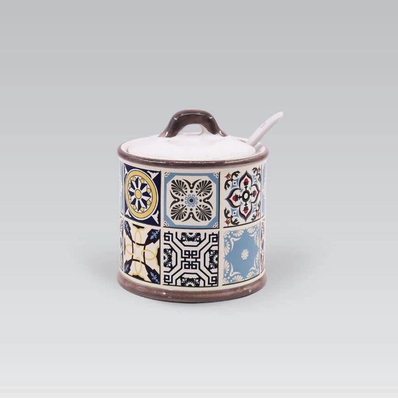 Recipient pentru zahar Maestro MR-20005-09, 0.3 l, Ceramica, Alb cu imprimeu